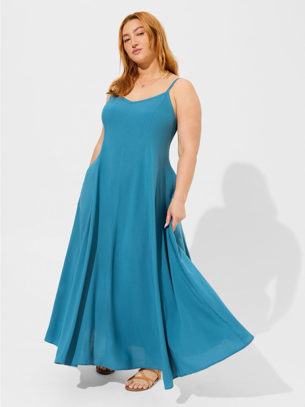 Torrid blue challis trapeze maxi dress, EUC